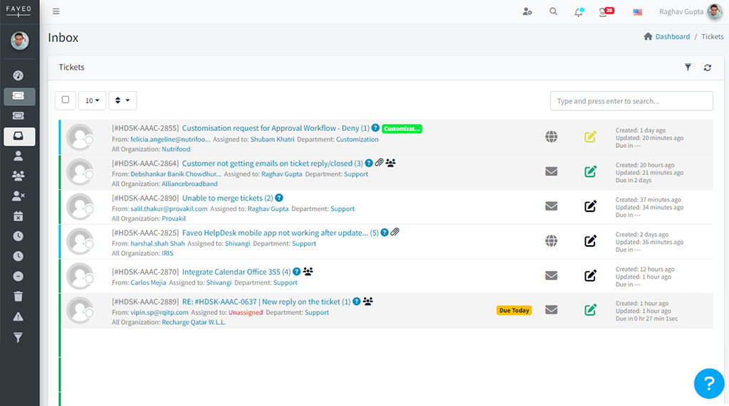 screenshot of Faveo Helpdesk